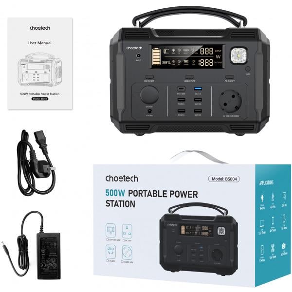 Зарядна станція Choetech BS004 500 Вт 484 Вт/г QC 3.0 USB-C PD100 Вт - фото 2 Зарядна станція Choetech BS004 500 Вт 484 Вт/г QC 3.0 USB-C PD100 Вт - фото 2