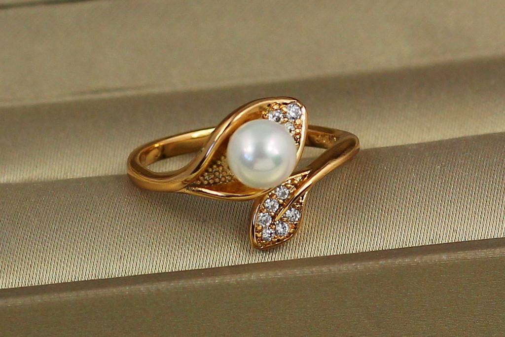 Каблучка Xuping Jewelry Шелест з перлиною розсувне р. 16 Золотистий (2336023551)