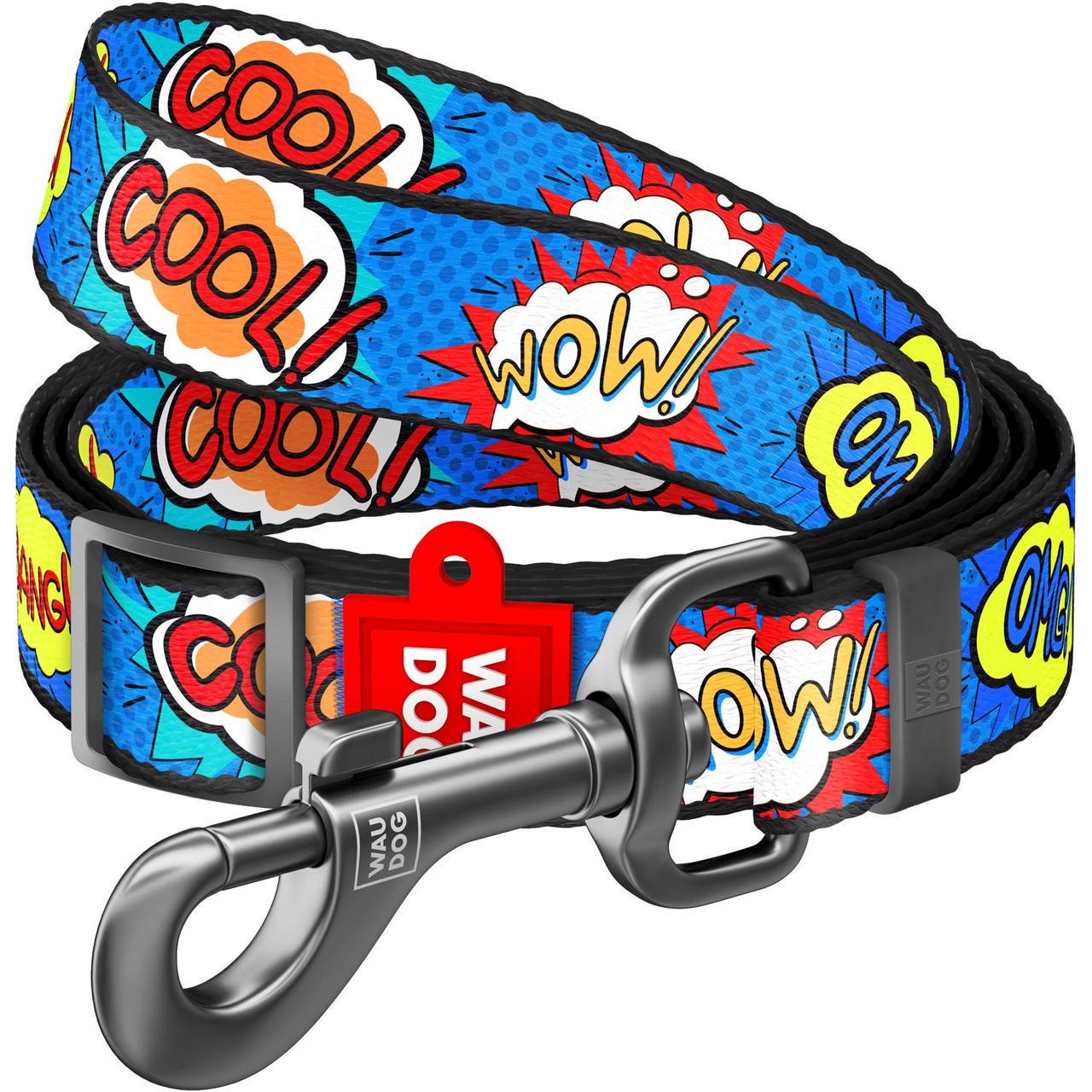 Поводок для собак нейлоновый Waudog Nylon ВАУ регулируемый 152-183 см 20 мм (5308)