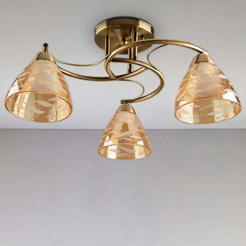 Люстра потолочная Light House SH-18174/3 520х520х230 мм Бронзовый/Янтарный