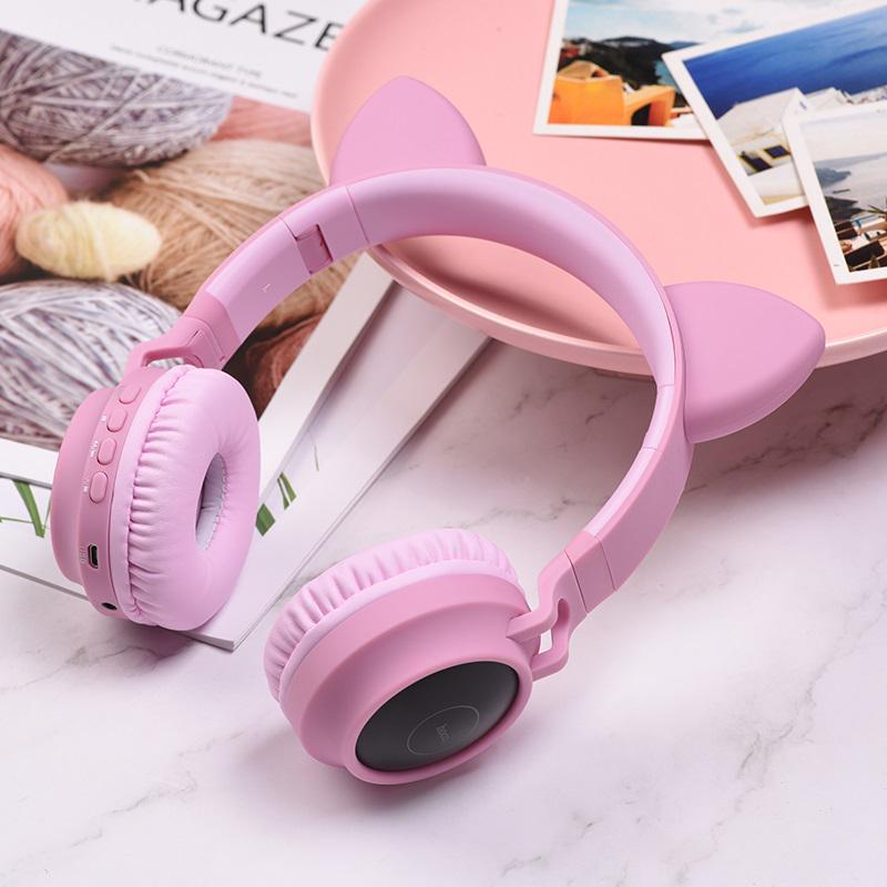 Навушники Hoco W27 Cat Ear Stereo Bluetooth Headphones Pink (718464) - фото 2