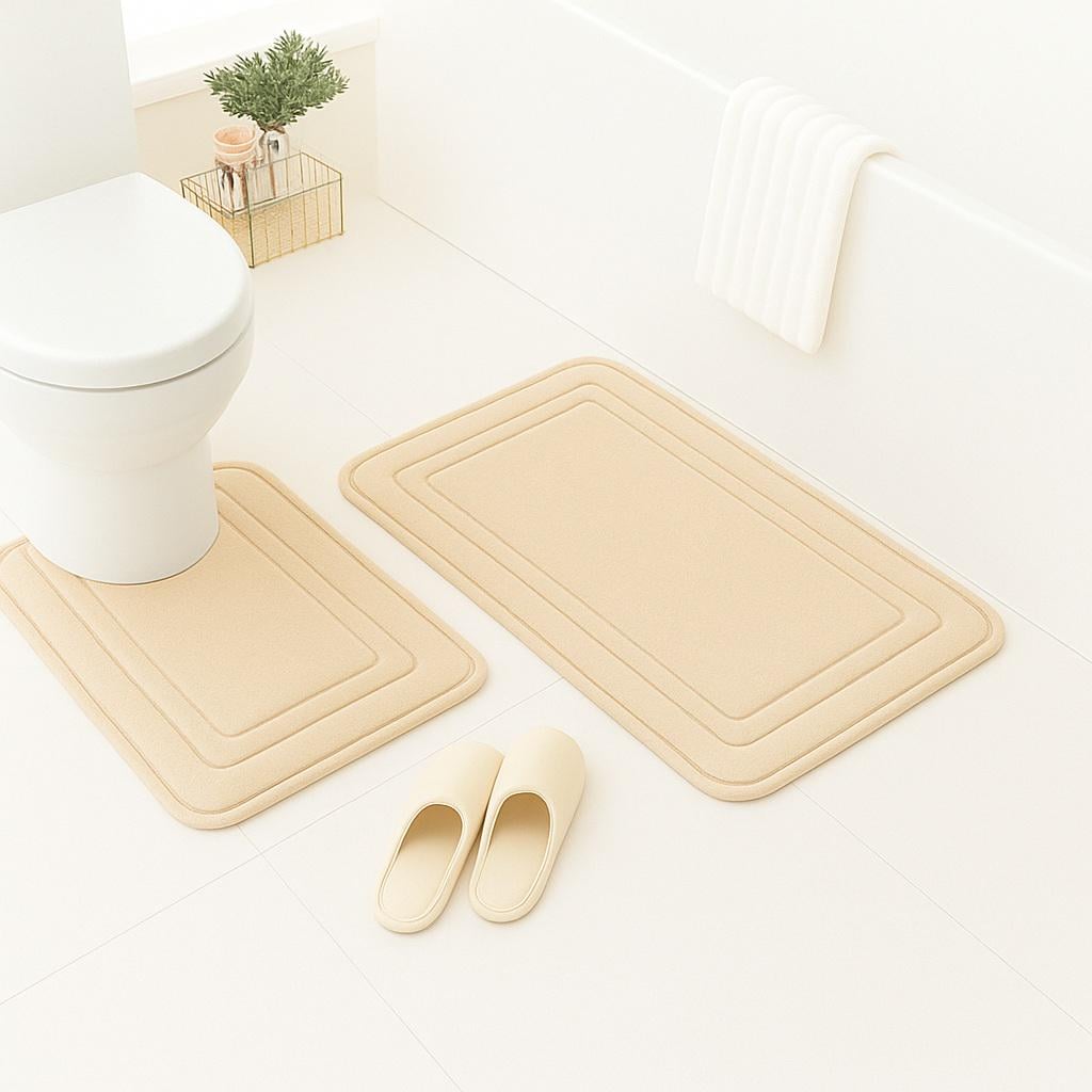 Килимки для ванної з ефектом пам'яті антиковзаючі водопоглинаючі 2 шт. Бежевий (7802546)