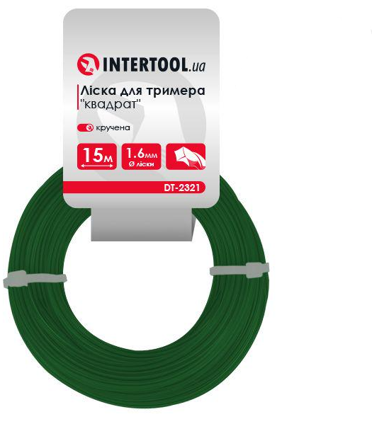 Леска для триммера Intertool квадрат витая 1,6 мм х 15 м (DT-2321)
