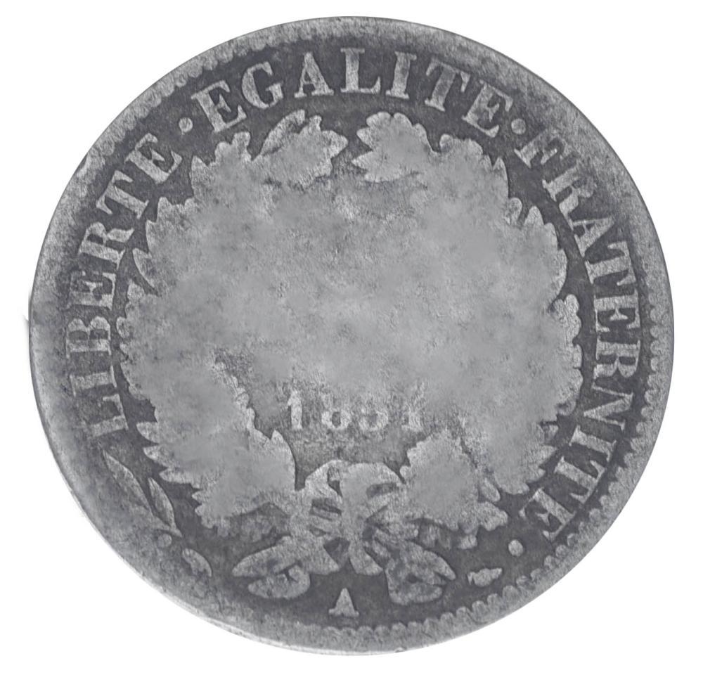 Коллекционная монета Франция 50 сантим 1851 Серебро F-VF (М17785)
