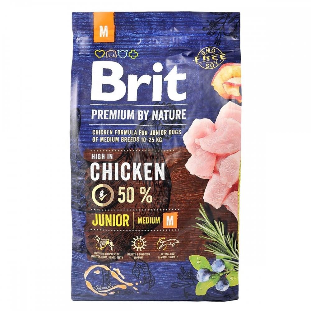 Сухой корм для щенков и молодых собак средних пород Brit Premium Junior M 3 кг