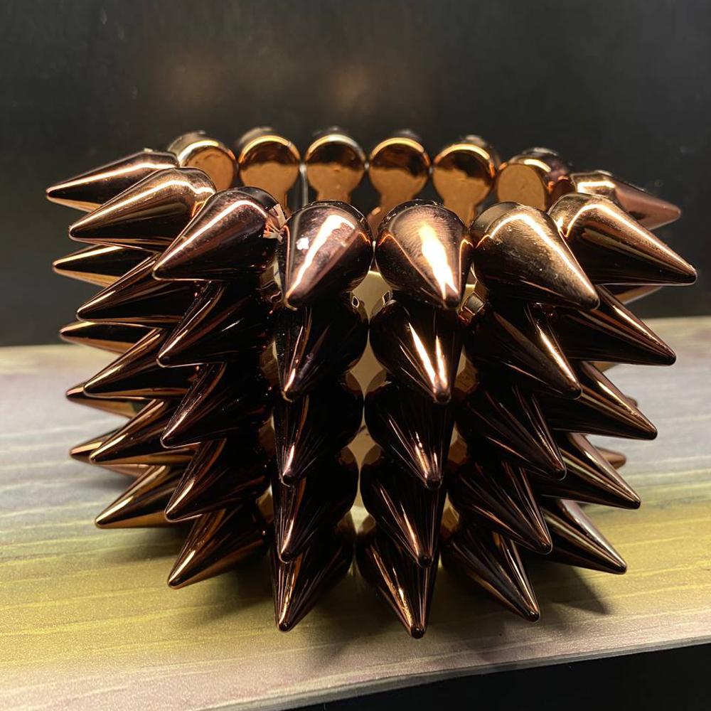 Браслет из пластика PG03877 с шипами 6 см Золотистый (6310)