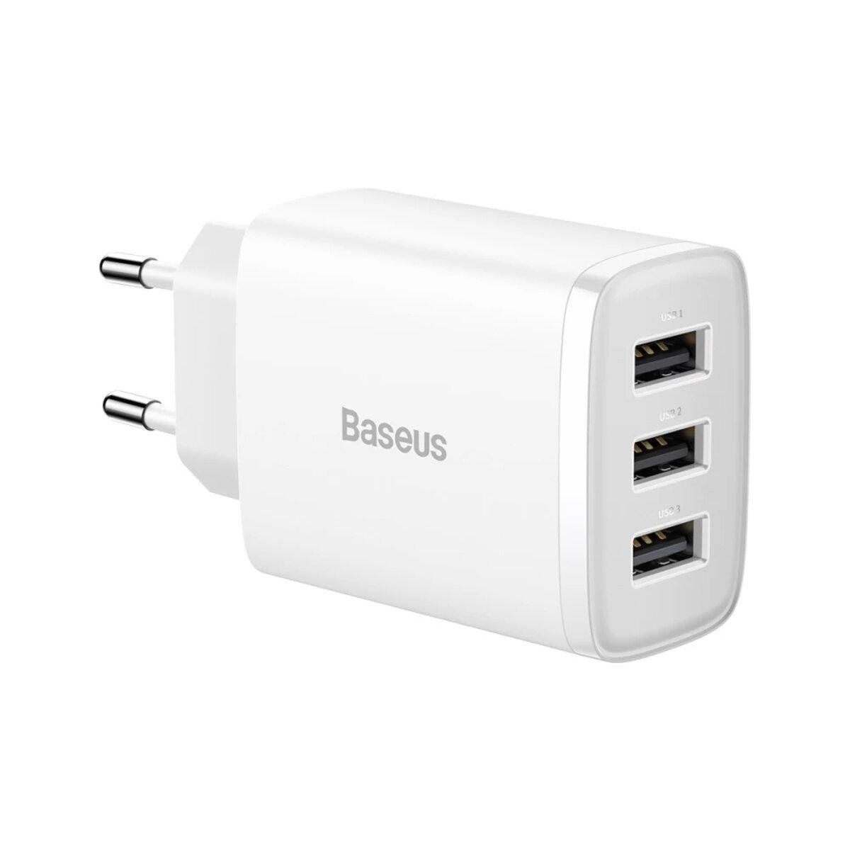 Зарядний пристрій Baseus Compact Charger 3USB 17W EU White (CCXJ020102)