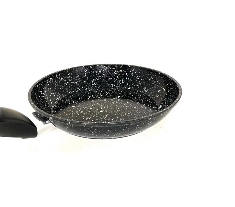 Сковорода со стеклянной крышкой мраморное покрытие 16 см - фото 2