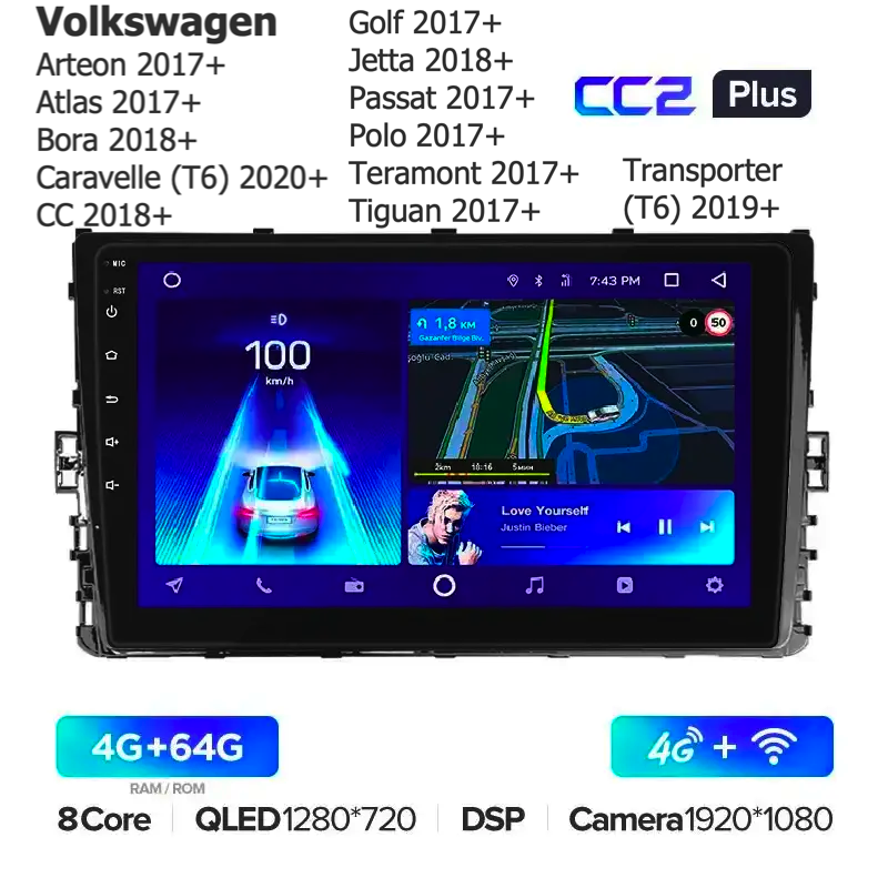 Автомагнітола штатна Teyes CC2 Plus для Volkswagen Jetta 2018+/Passat 2017+/Polo 2017+ Android CC2 PLUS 4+64G Wi-Fi+4G (1770343075) - фото 2