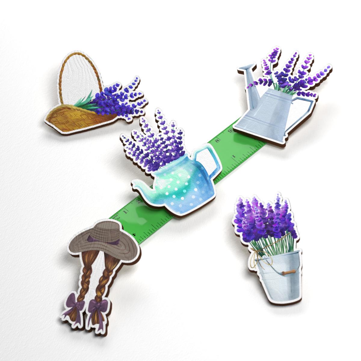 Набор значков Lex Altern Лавандовые флюиды из дерева 5 шт. - фото 2 Набор значков Lex Altern Лавандовые флюиды из дерева 5 шт. - фото 2