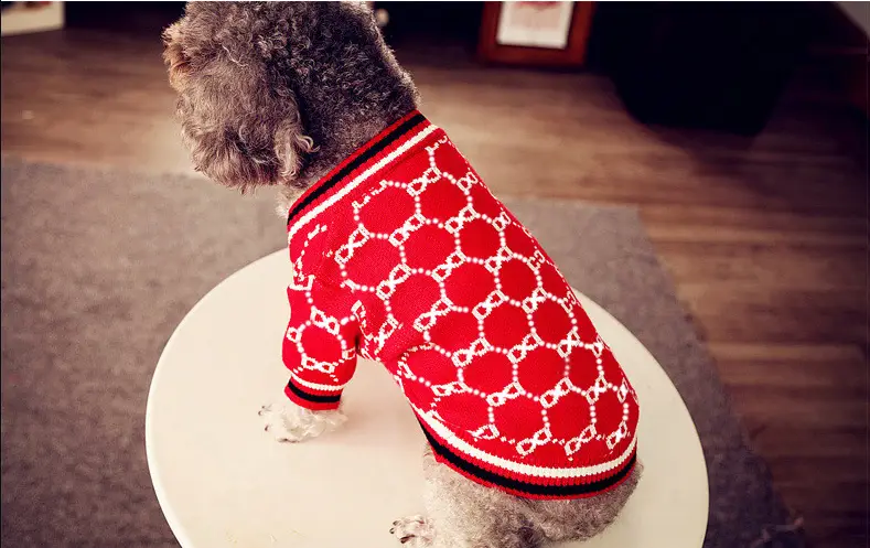 Кардиган с узором для собак M Красный Кардиган с узором для собак M Красный