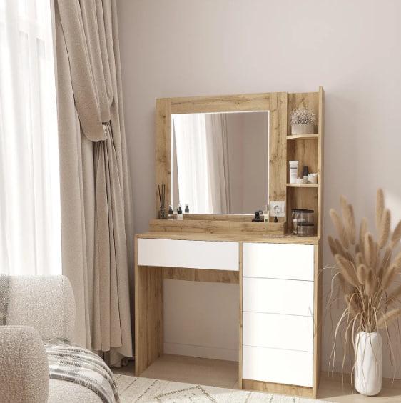 Туалетний столик New and Classic з LED підсвічуванням 1600x1000x380 мм Тахо/Білий - фото 1