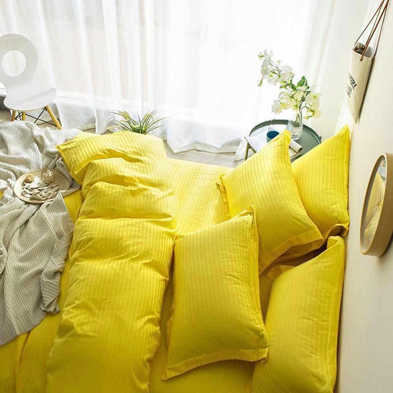 Комплект постільної білизни Страйп Сатин Двуспальний 70x70 см (8233060)