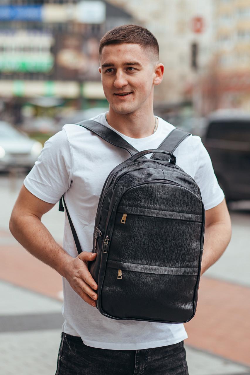 Рюкзак чоловічий шкіряний TIDING BAG Чорний (K1883-black)