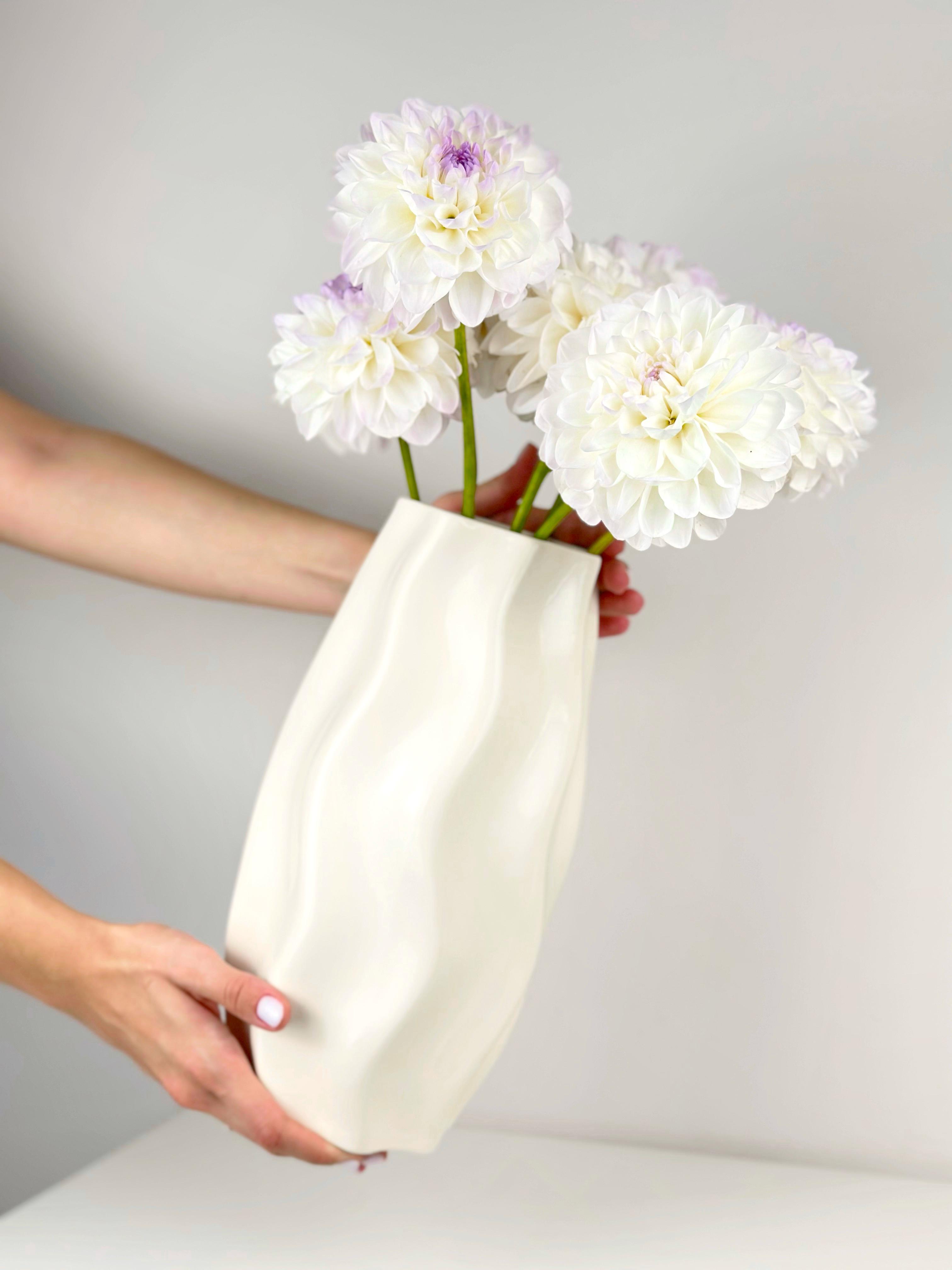 Ваза для цветов и декора глиняная керамическая Волна 30 см Бежевый (4001-9) - фото 9