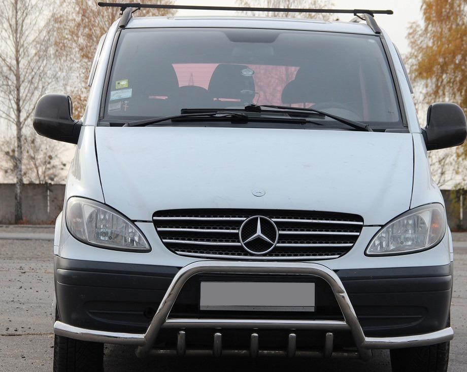 Кенгурятник WT003-Plus с усами CAN для Mercedes Viano 2004-2014 гг. нержавеющая сталь Хром