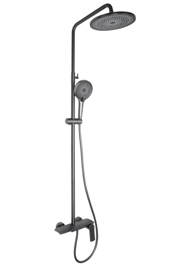 Душевая система универсальная Qtap Slavonice с изливом Gunmetal Black PVD (QTSLA111GMB45905)