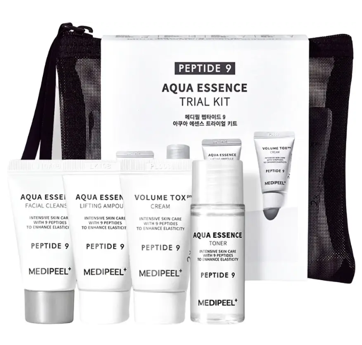 Подарочный набор миниатюр косметики для лица MEDI-PEEL Peptide 9 Aqua Essence Trial Kit в косметичке 4 ед. (32123400) Подарочный набор миниатюр косметики для лица MEDI-PEEL Peptide 9 Aqua Essence Trial Kit в косметичке 4 ед. (32123400)