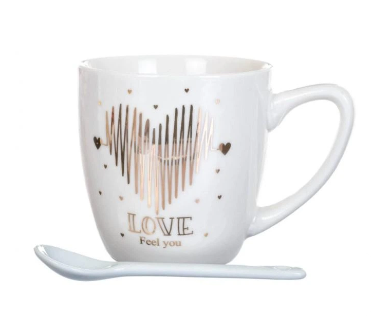 Кружка керамічна з ложкою Elisey Love you2 150 мл (8201-008)