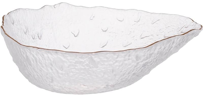 Салатница стеклянная Drop 17х13 см Прозрачный с золотой каймой