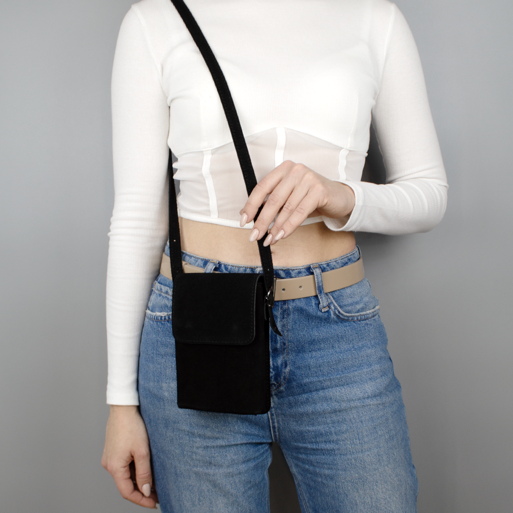 Сумка для телефону жіноча Virginia Conti 03804 замшева Чорний (2401848045) Сумка для телефону жіноча Virginia Conti 03804 замшева Чорний (2401848045)