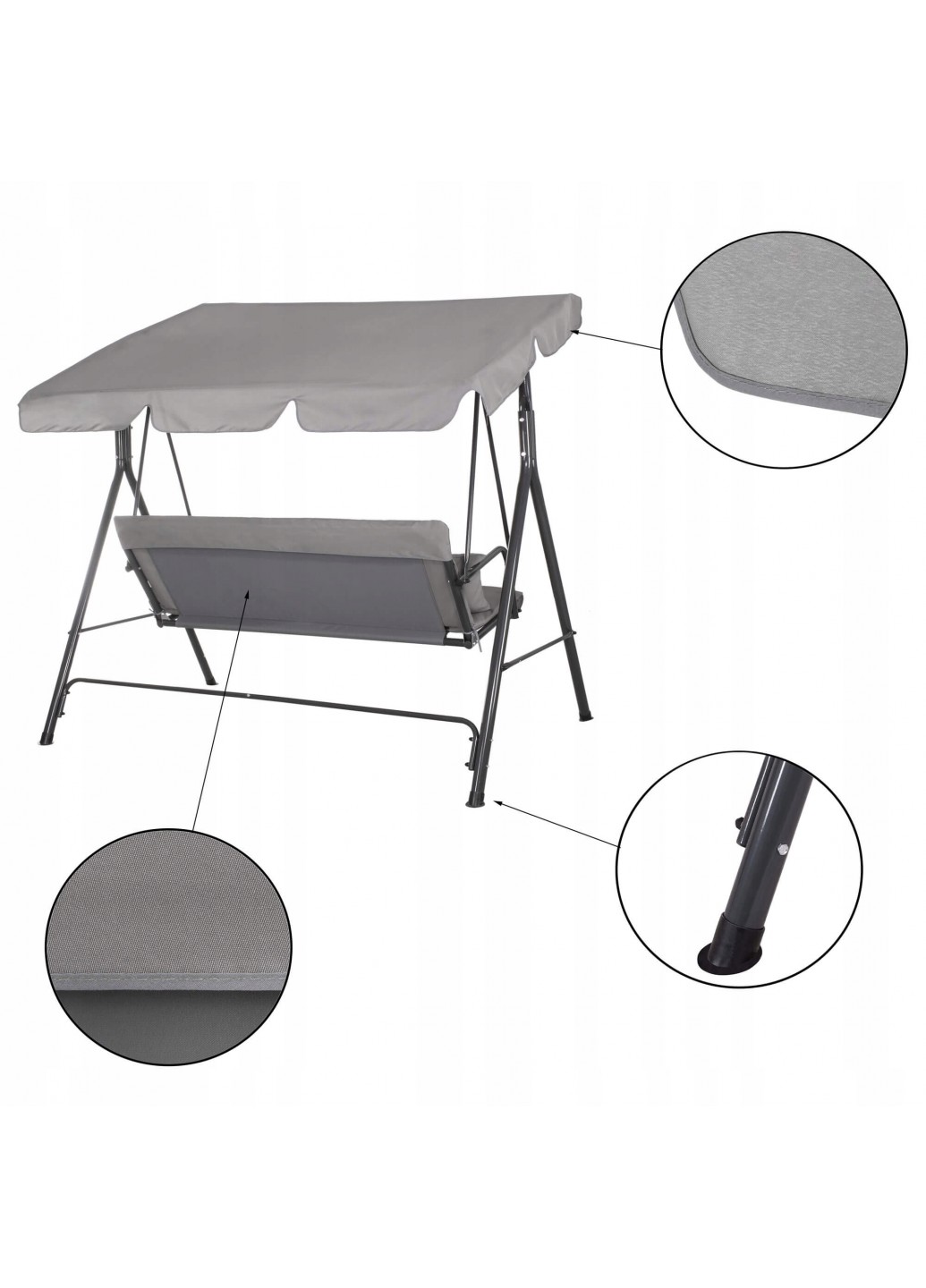 Садовые качели Springos Luna GS0013 150x170 см Темно-серый (GS0013) - фото 11