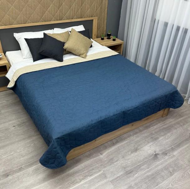 Покривало на ліжко двостороннє Decorator Microfiber Куб 160х215 см Синій/Бежевий (85-106 1)