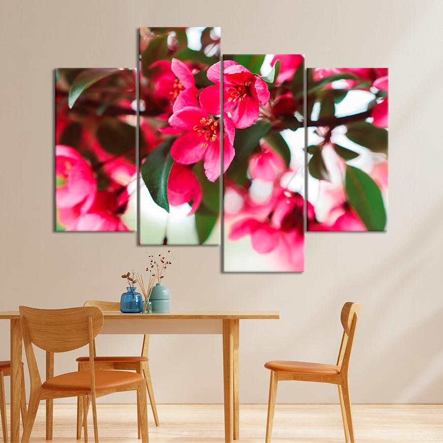 Картина цветы и растения Розовые цветы на ветвях яблони 129x90 см (A1039-4)