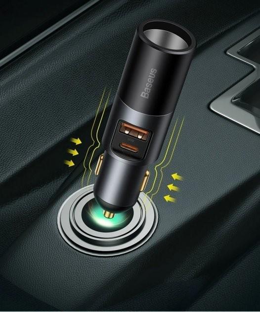 Устройство зарядное Baseus Share Together Fast Charge Car Charger with Cigarette Lighter Port автомобильное 1USB/1Type-C 3A 120 W (CCBT-C0G) - фото 4