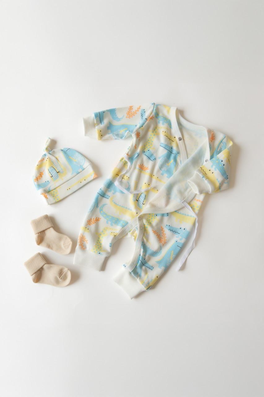 Комплект одягу ромпер кімоно/шапочка  Крокодил світлий 56 см (2702889051) - фото 2