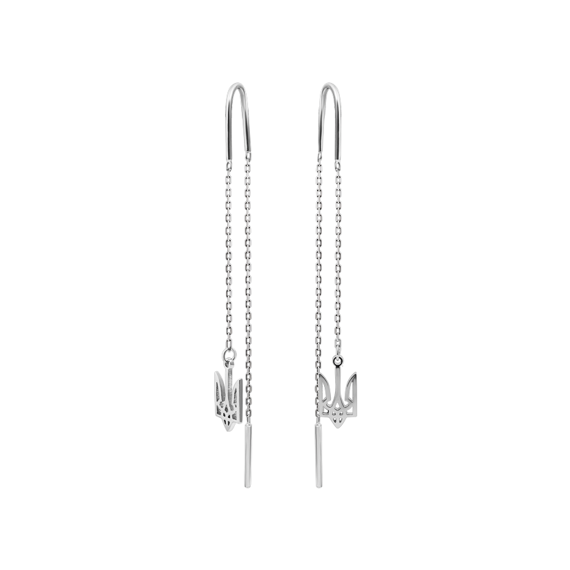 Серьги-протяжки серебряные Тризуб