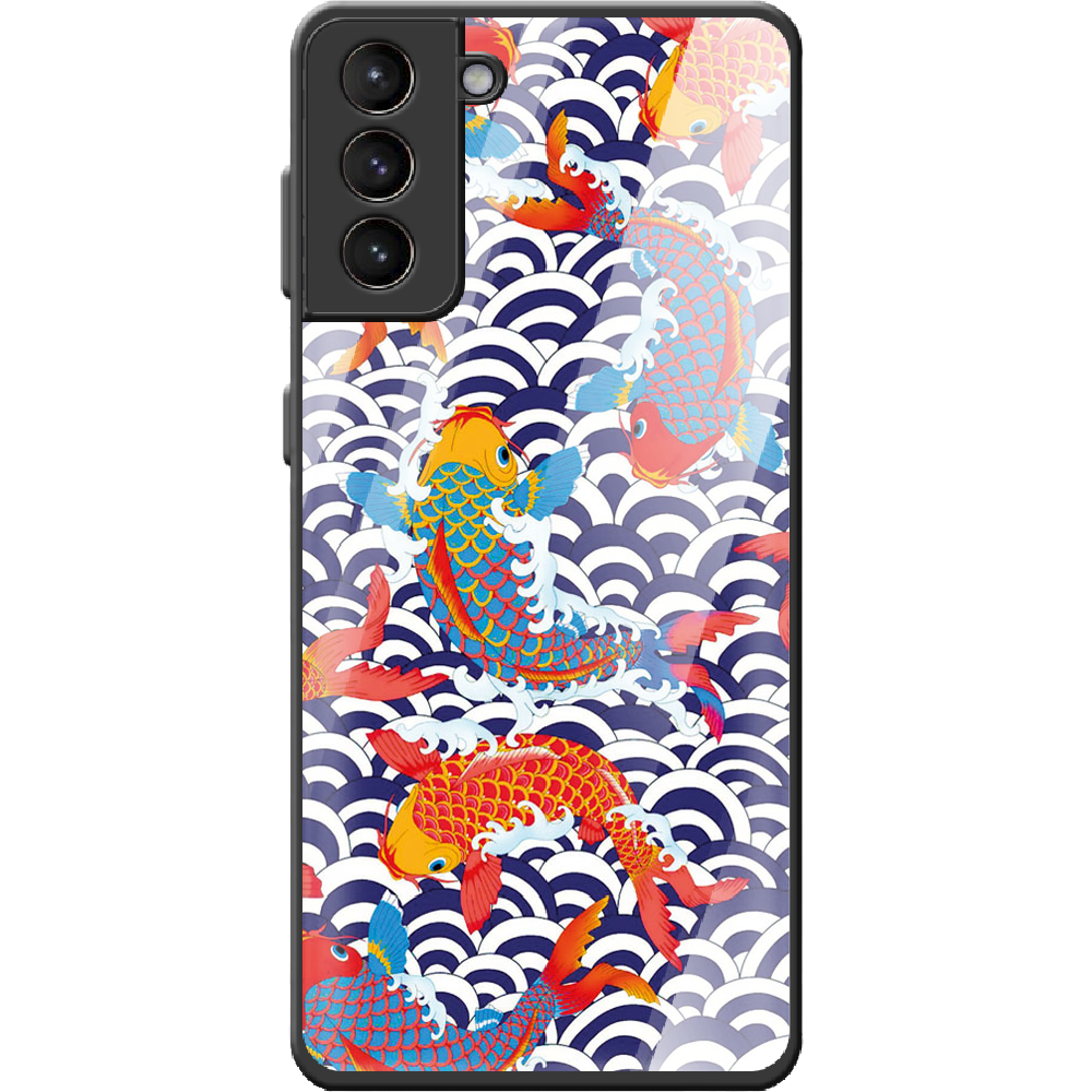 Чехол BoxFace Samsung G991 Galaxy S21 Koi Fish Черный силикон со стеклом (41709-up2477-42229)