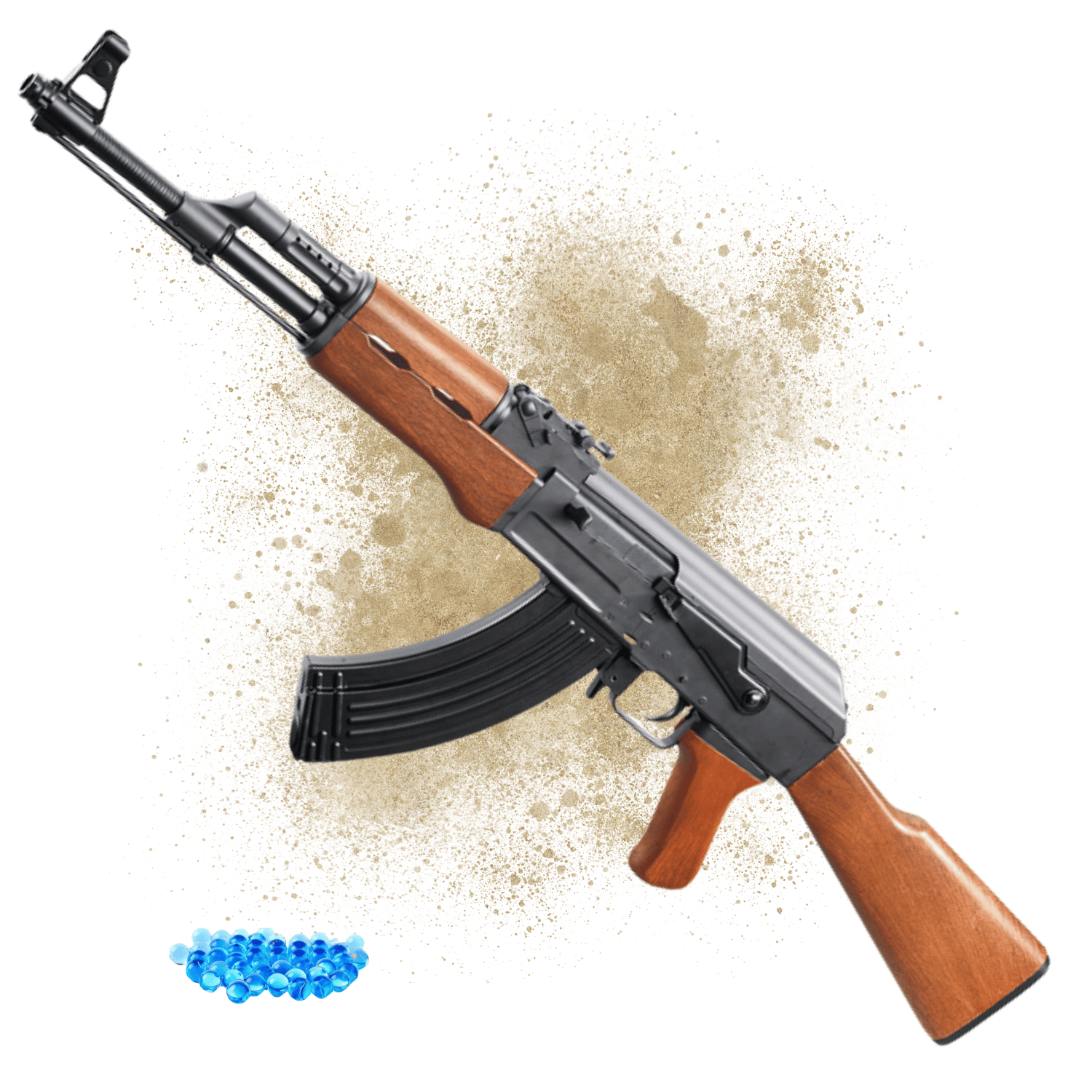Автомат калашникова гелевый AK-47 CYMA BB Base Premium на орбизах 2 режима с функцией BlowBack складной приклад и 5000 орбизов