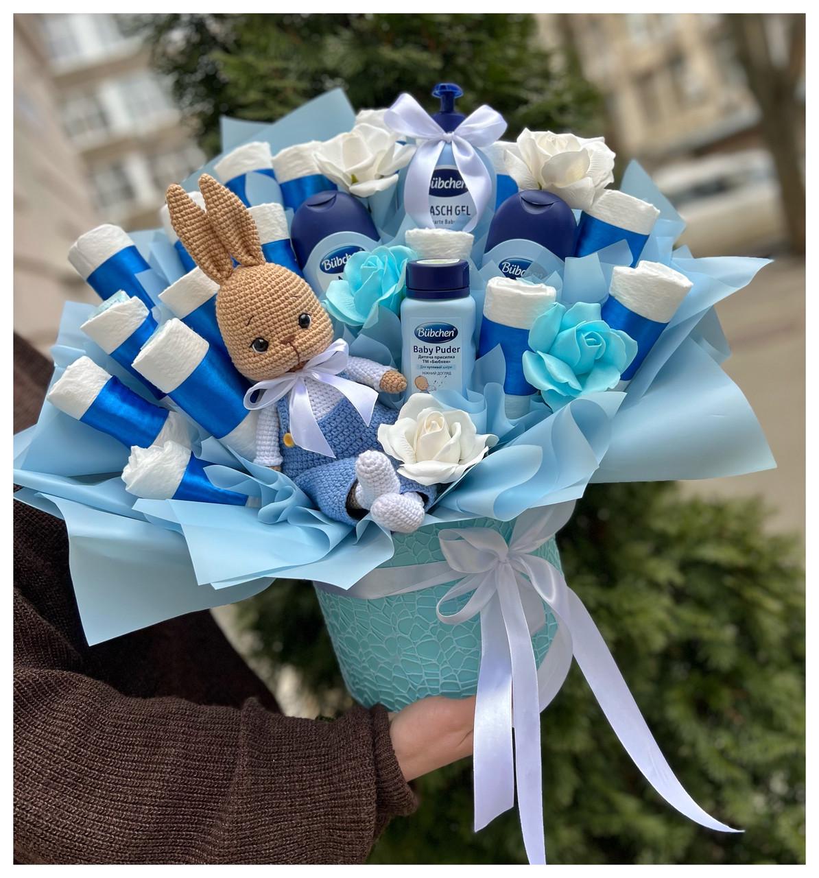 Букет з памперсів та дитячої косметики на виписку з пологового будинку Блакитний (2178008105) - фото 7 Букет з памперсів та дитячої косметики на виписку з пологового будинку Блакитний (2178008105) - фото 7