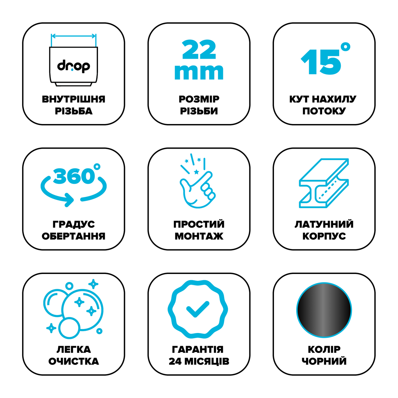 Адаптер поворотний 360° Drop CL360F-BL для змішувача 15° внутрішня F 24 мм (24237568) - фото 6 Адаптер поворотний 360° Drop CL360F-BL для змішувача 15° внутрішня F 24 мм (24237568) - фото 6