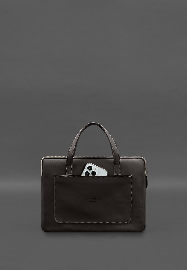 Чехол кожаный с ручками для ноутбука 13" Темно-коричневый (A-028250) - фото 2