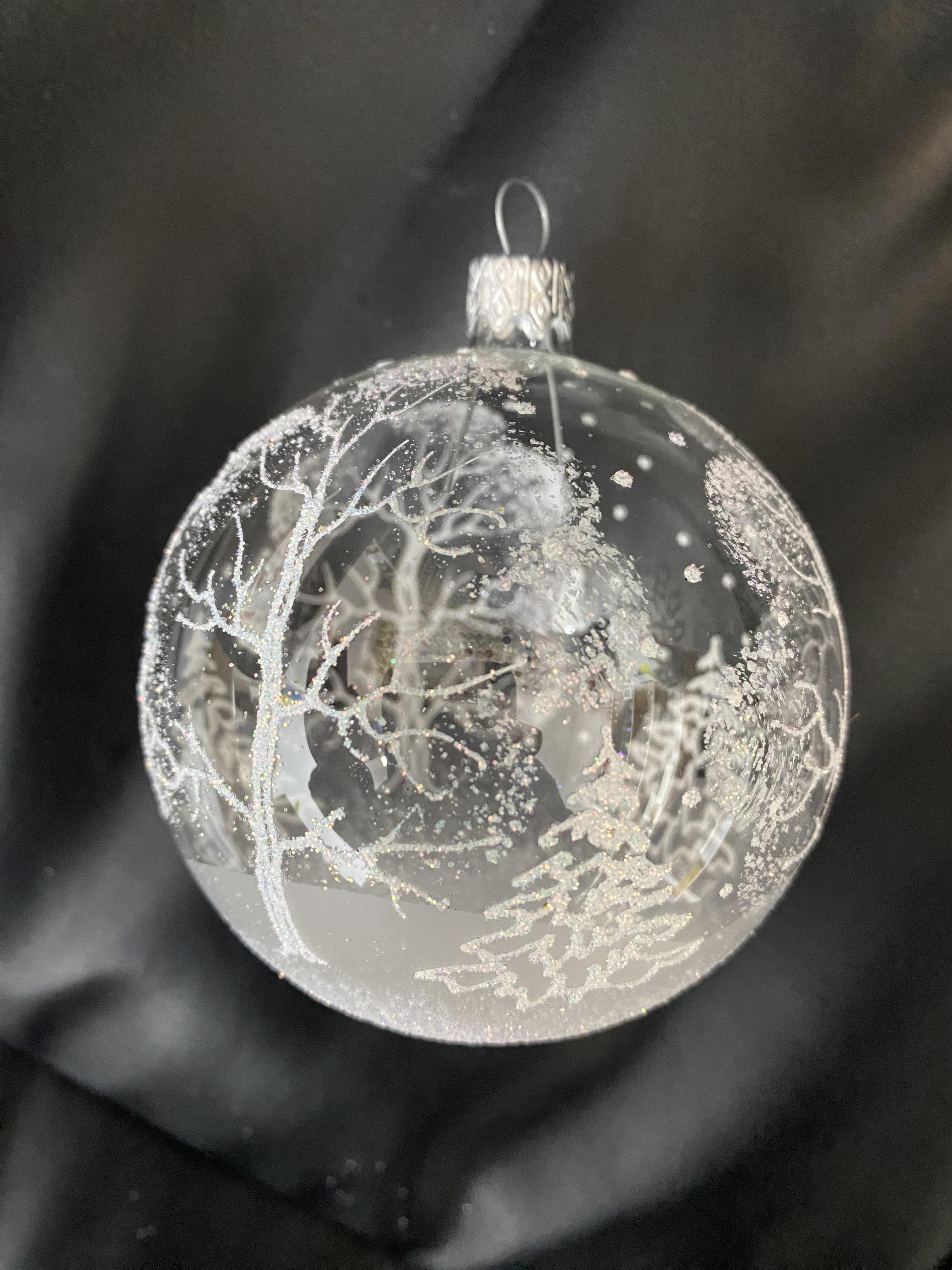 Куля новорічна Орнамент зі скла на ялинку 80 мм (13707013) - фото 3