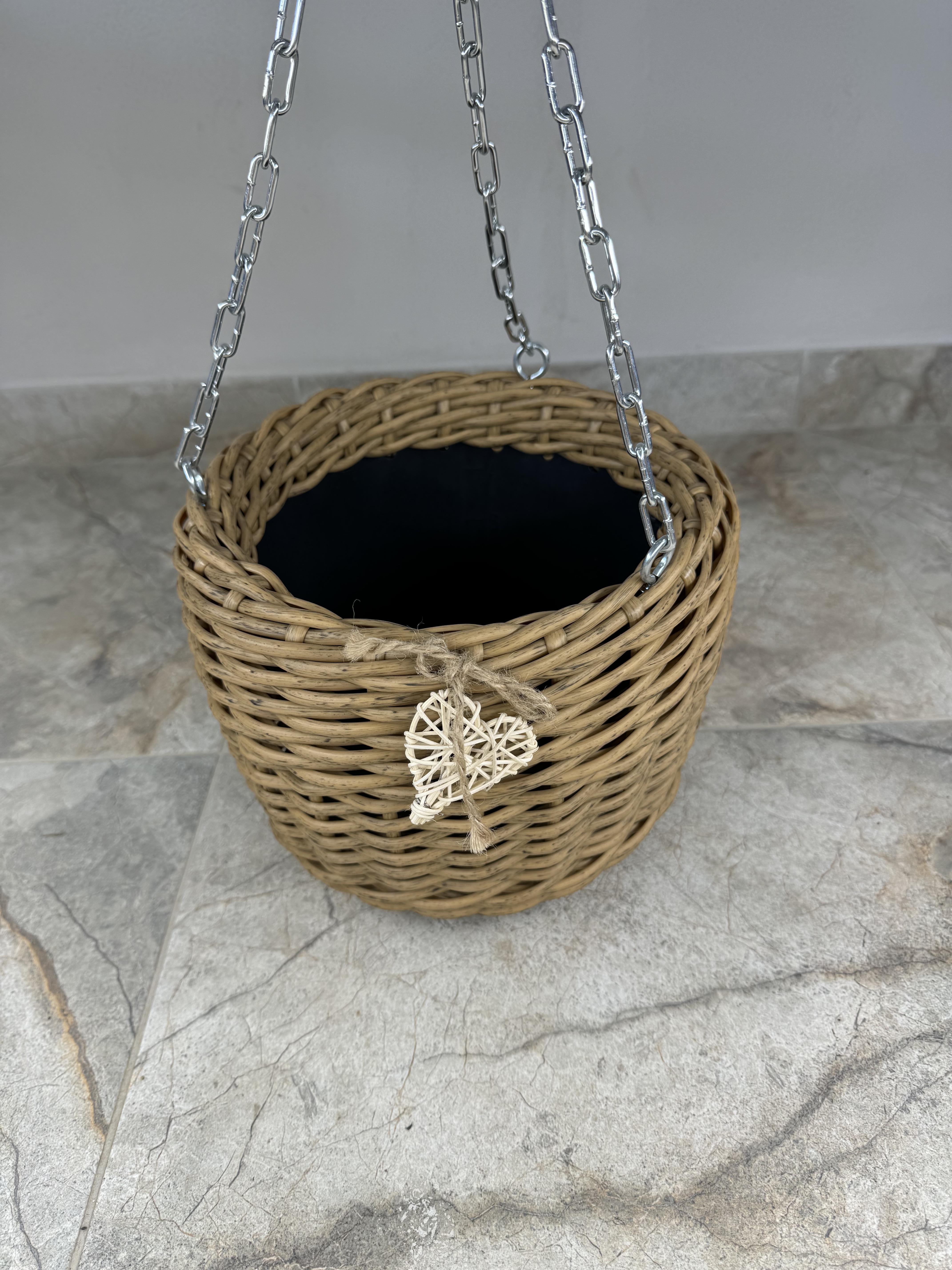 Кашпо подвесное из искусственного ротанга ручной работы 5 л Дерево натуральное (327407) - фото 3