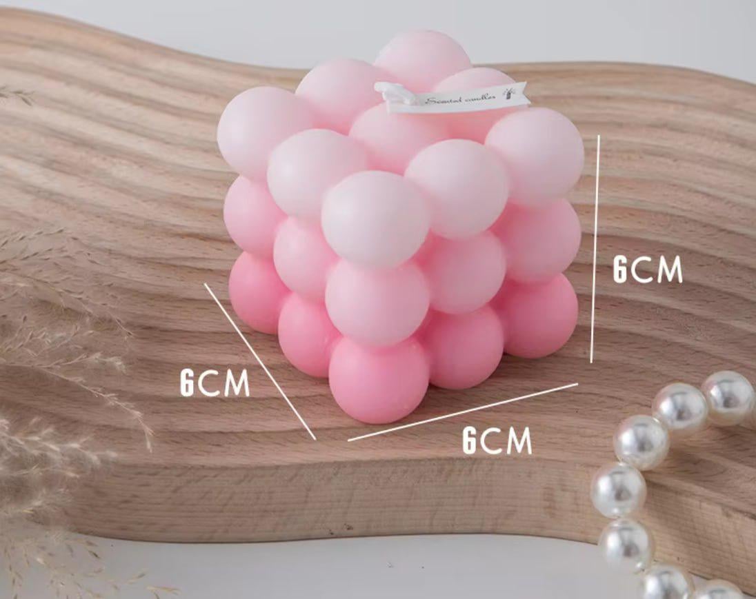 Свеча Кубик пузырей ручной работы Розовый - фото 2