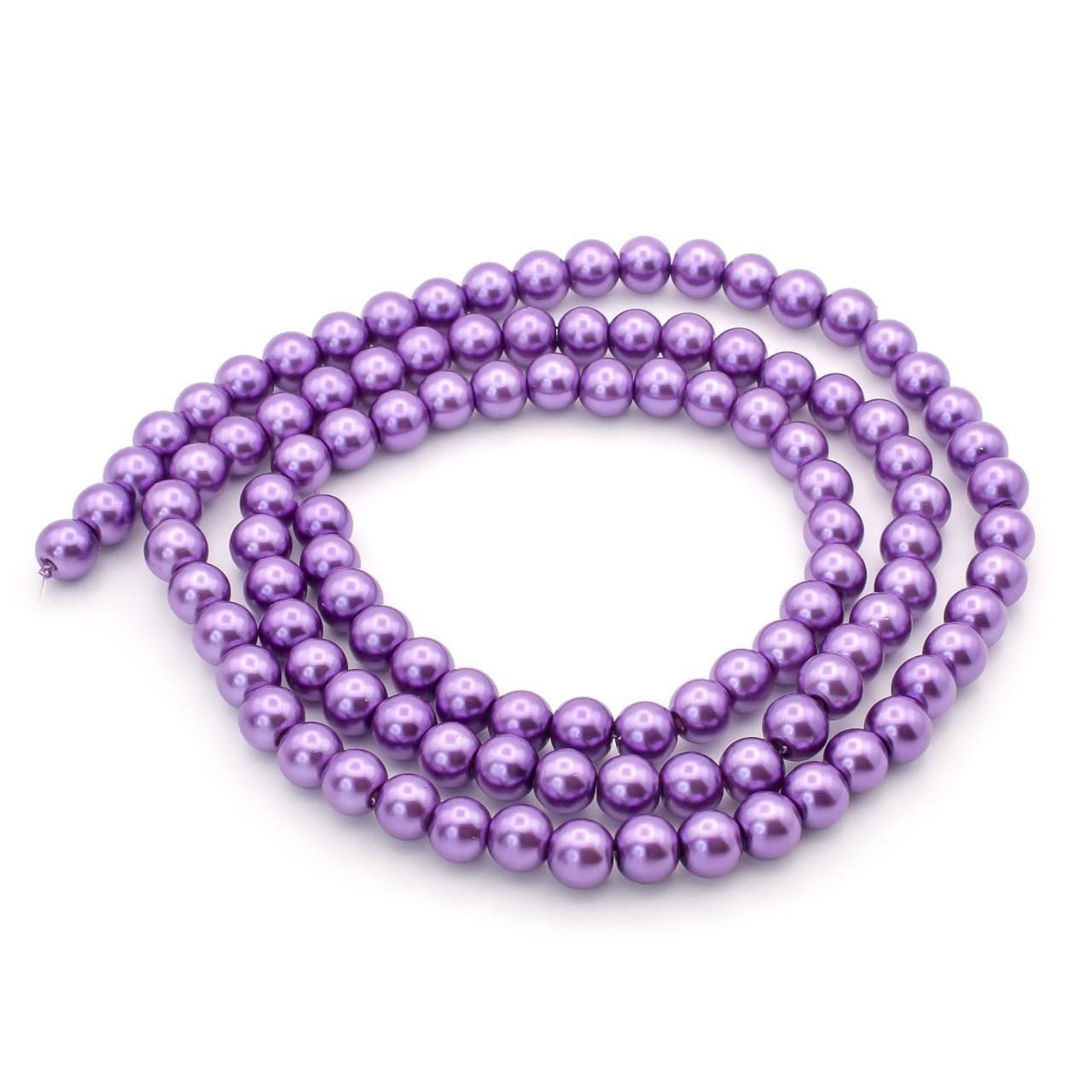 Бусины стеклянные на нитке под жемчуг 6 мм 80 см 145 шт. Фиолетовый (БЖ0006к16)