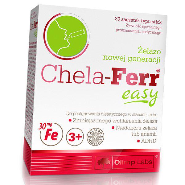 Железо с витамином chela-ferr easy для взрослых и детей малина 30 пакетов (36283145)