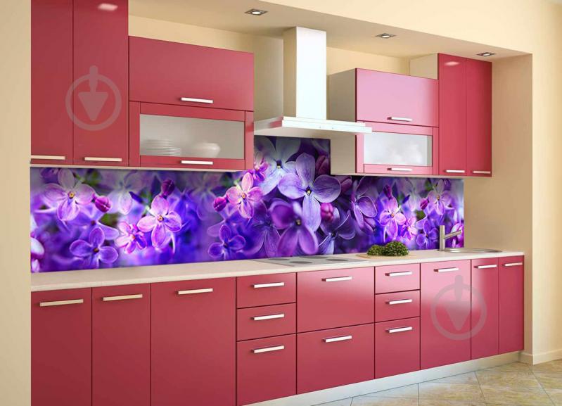 Скинали на кухню Zatarga «Сирень Макро» 600х3000 мм виниловая 3Д наклейка кухонный фартук самоклеящаяся Z180834/2