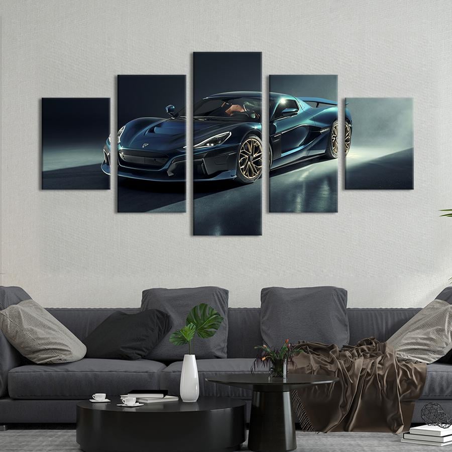 Картина на холсте Модный автомобиль Rimac Nevera 112x54 см (1390-52)