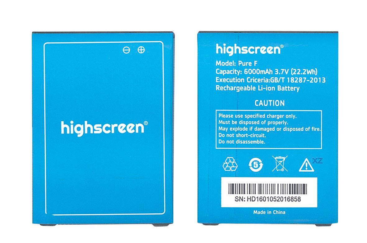 Аккумулятор для смартфона Highscreen Pure F Boost 3,7V 6000 mAh 22,2 Wh Black
