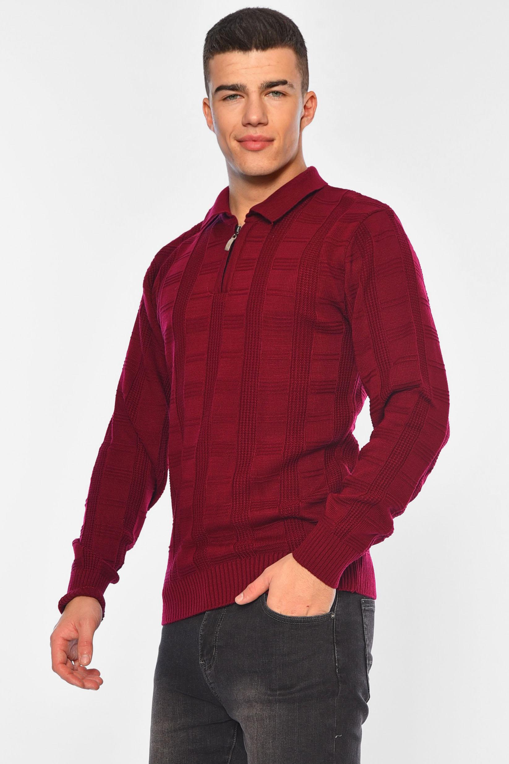 Светр чоловічий однотонний XL Бордовий (194526) - фото 2