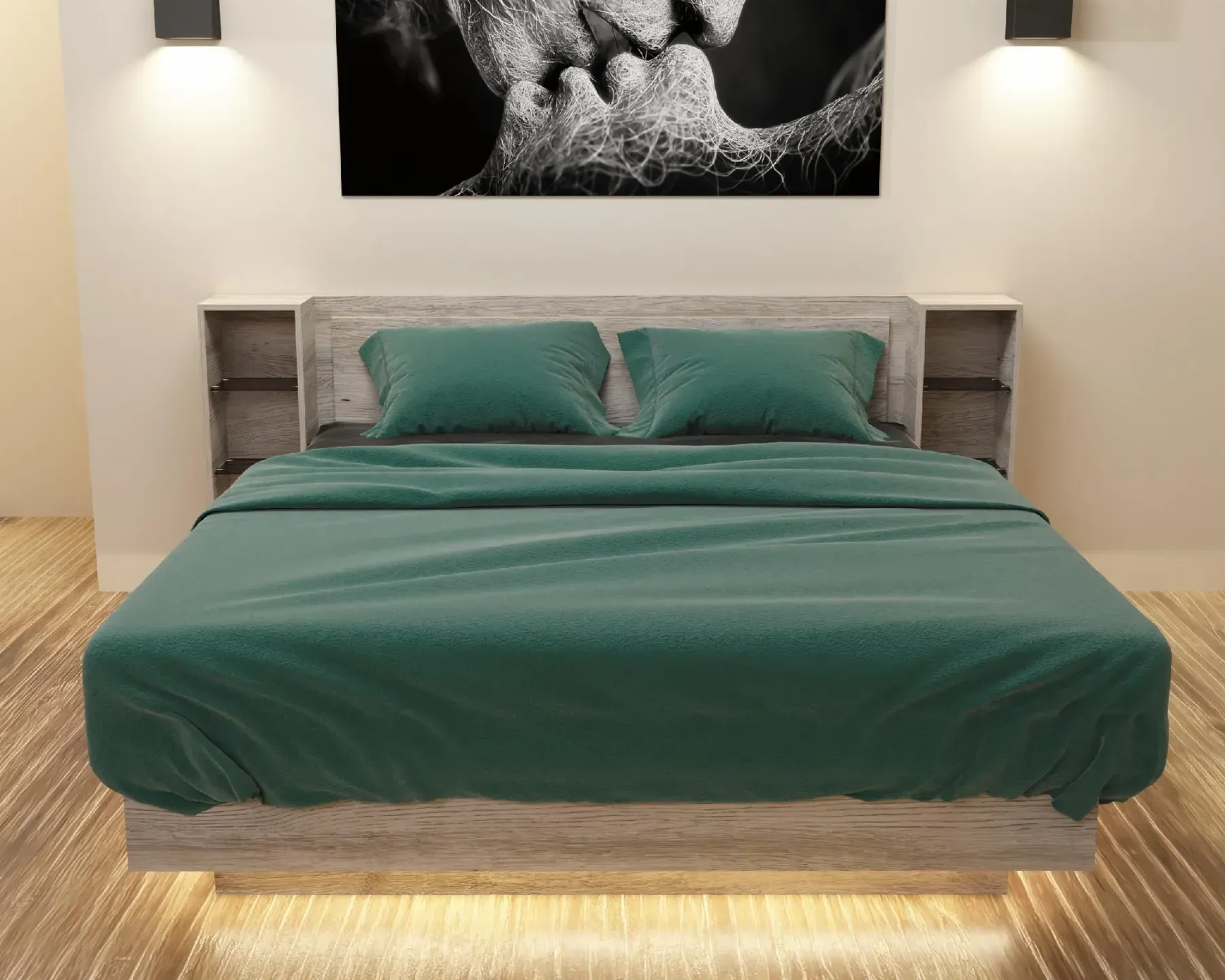 Кровать двуспальная Kontinent Kristal №1 с полками 140x200 см Самоа Дымчатый (79671432)