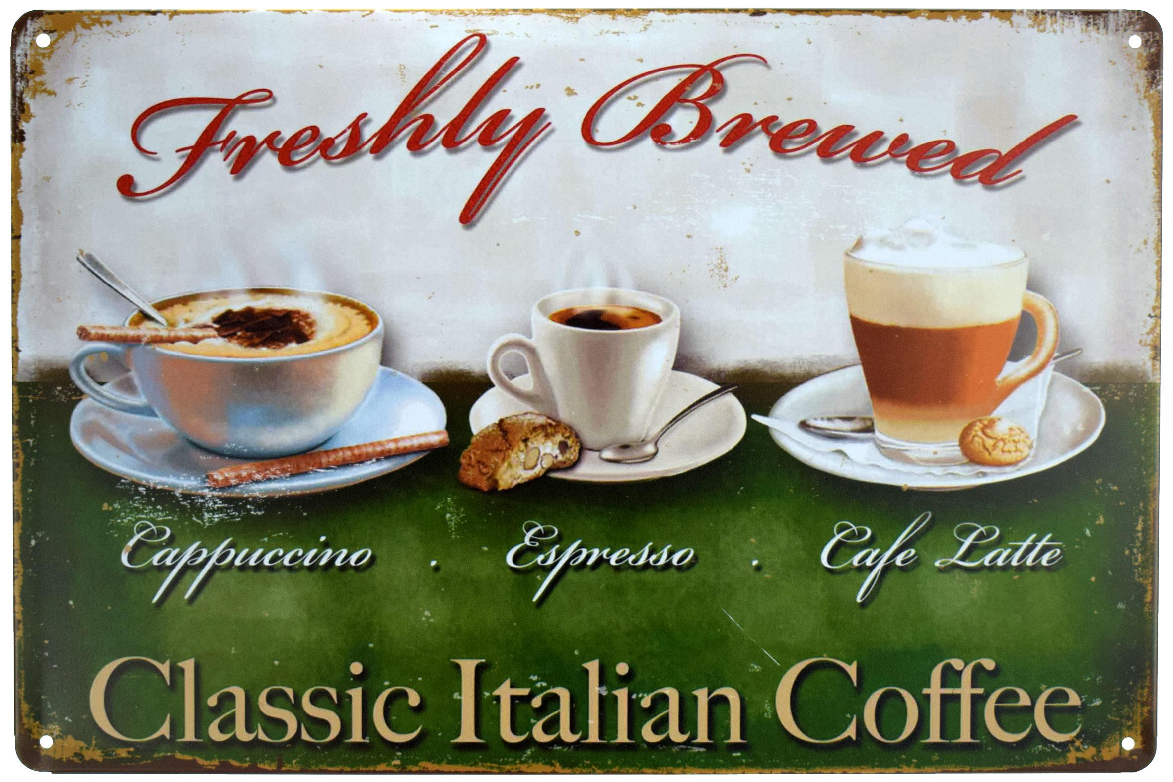 Табличка металлическая Свежеприготовленный!/Freshly Brewed! 20x30 см