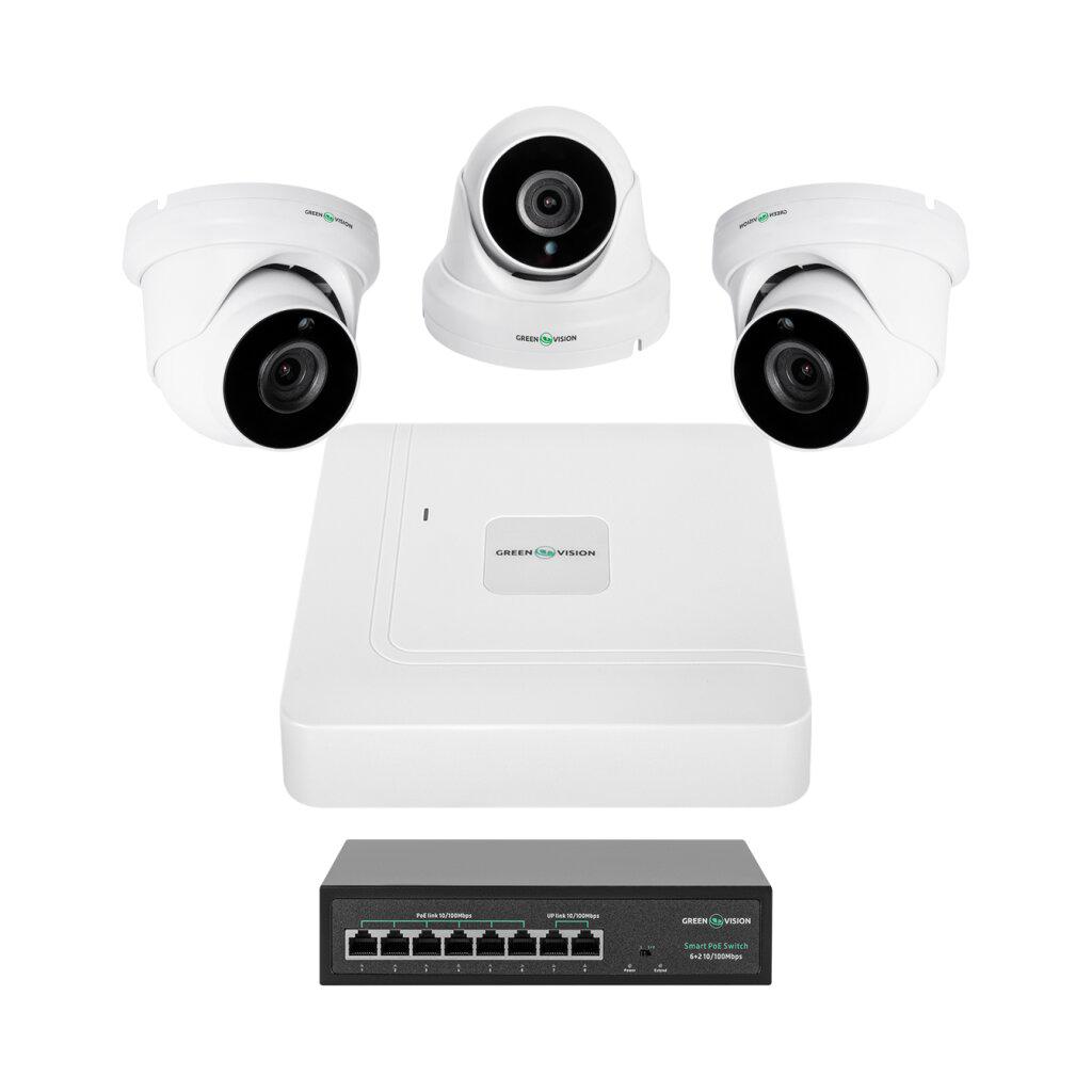 Комплект видеонаблюдения GreenVision GV-IP-K-W81/03 5MP на 3 камеры (25441504) Комплект видеонаблюдения GreenVision GV-IP-K-W81/03 5MP на 3 камеры (25441504)