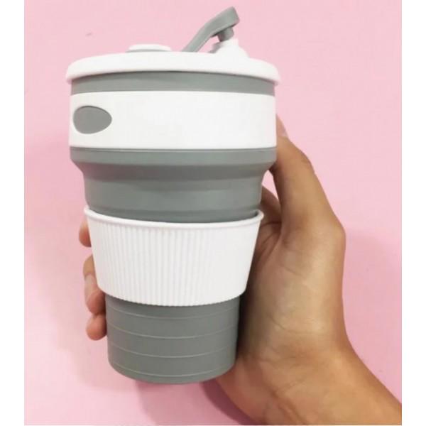 Складной силиконовый стакан Collapsible Coffe Cup 350 мл R30043 Серый (eac9c7ed) - фото 5