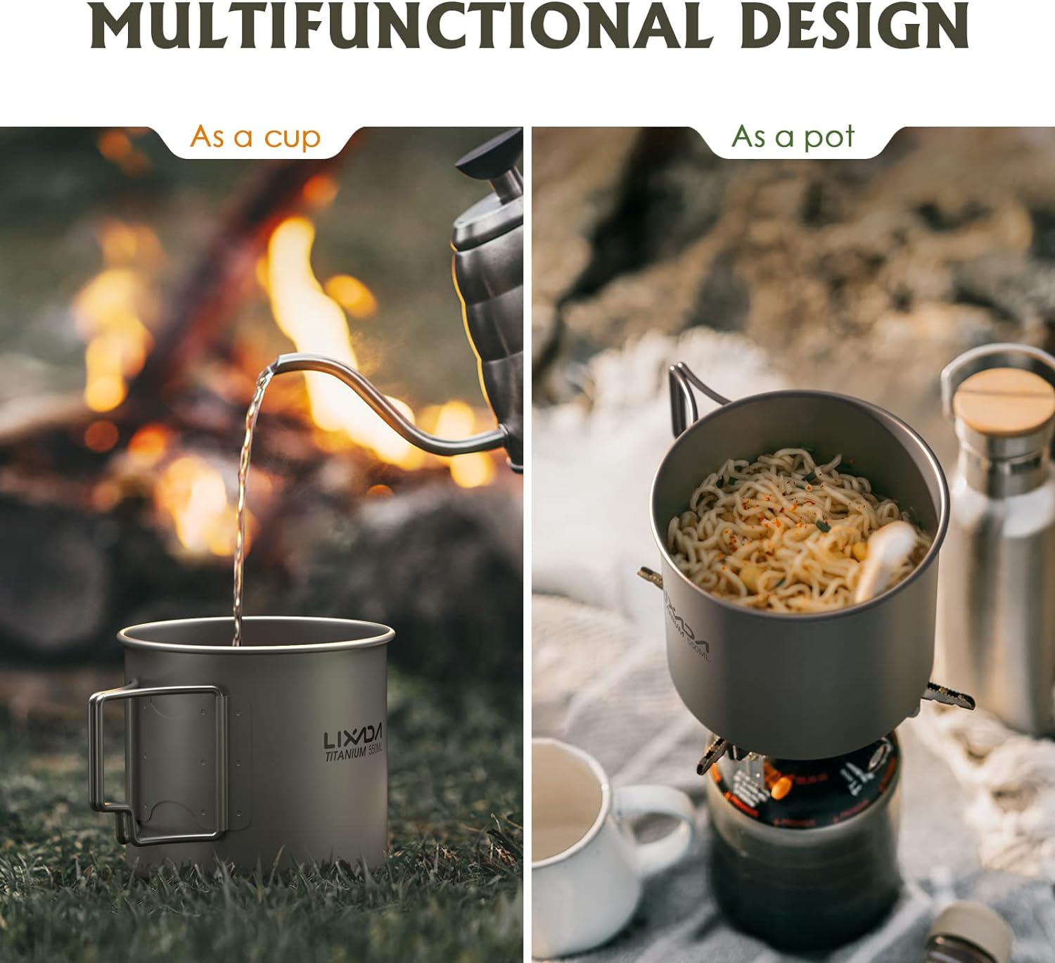 Кухоль зі складною ручкою Lixada Titanium 550 мл Grey (Y6017-3) - фото 5